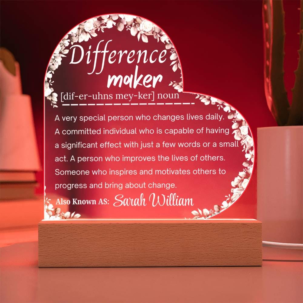 Custom Difference Maker Heart Plaque – Thank You Gift – view 6