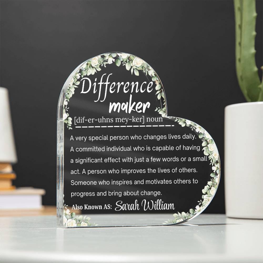 Custom Difference Maker Heart Plaque – Thank You Gift – view 3