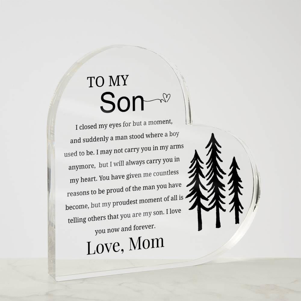 To My Son Personalized Heart Acrylic Plaque – Gift for Son From Mom – view 5