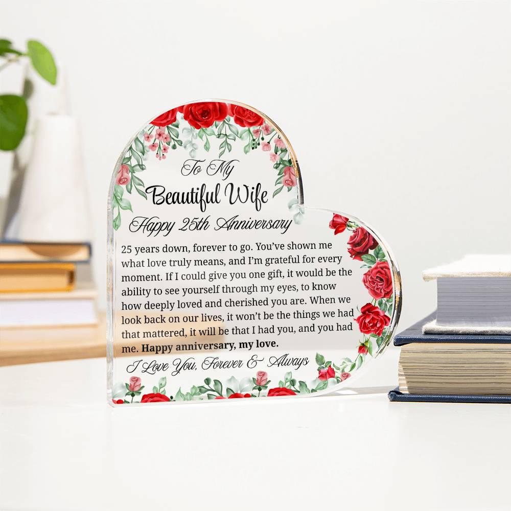 25th Anniversary Gift for Wife Personalized Heart Acrylic Plaque – view 5