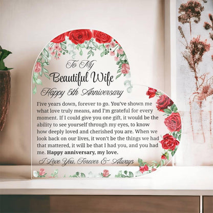 5th Anniversary Gift for Wife Personalized Heart Acrylic Plaque – view 6