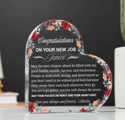 New Job Gift Personalized Heart Acrylic Plaque – Congratulations