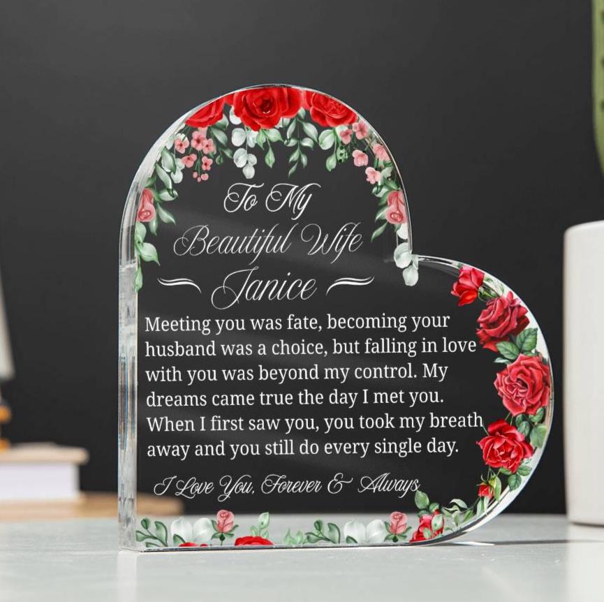 Gift for Wife Personalized Heart Acrylic Plaque