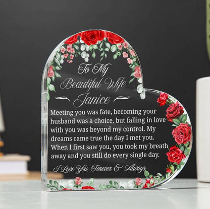 Gift for Wife Personalized Heart Acrylic Plaque