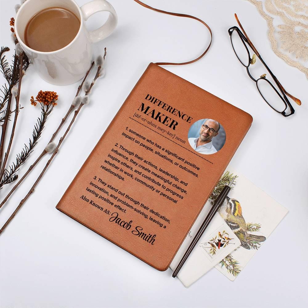 Difference Maker Personalized Photo Leather Journal – Gift for Mentor – view 8