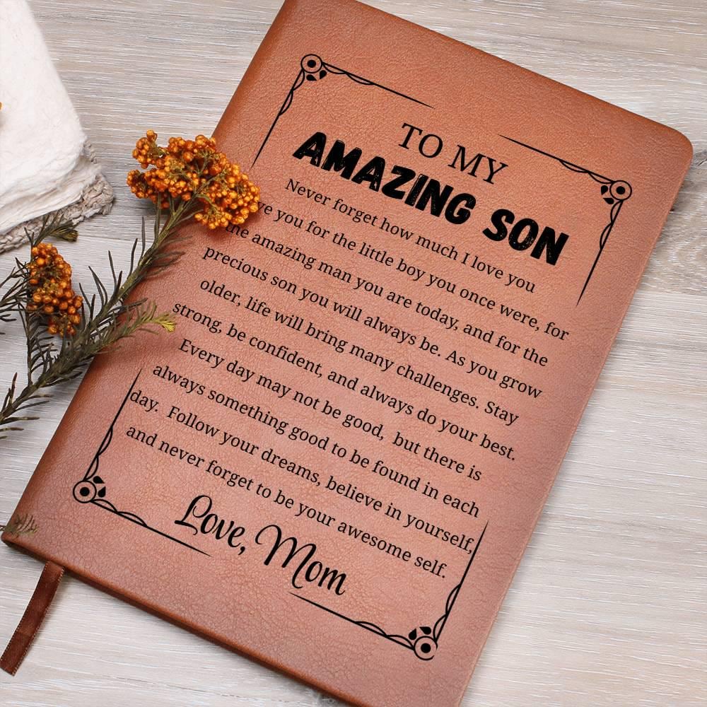 Personalized Son Gift Vegan Leather Journal – Gift from Mom – view 6