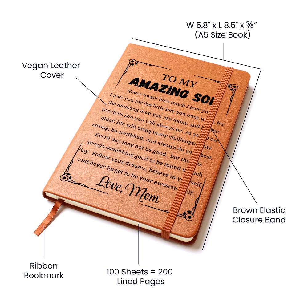 Personalized Son Gift Vegan Leather Journal – Gift from Mom – view 3