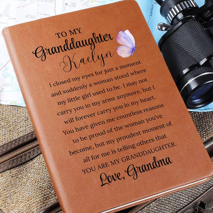To My Granddaughter Personalized Leather Journal – Gift from Grandma – view 2