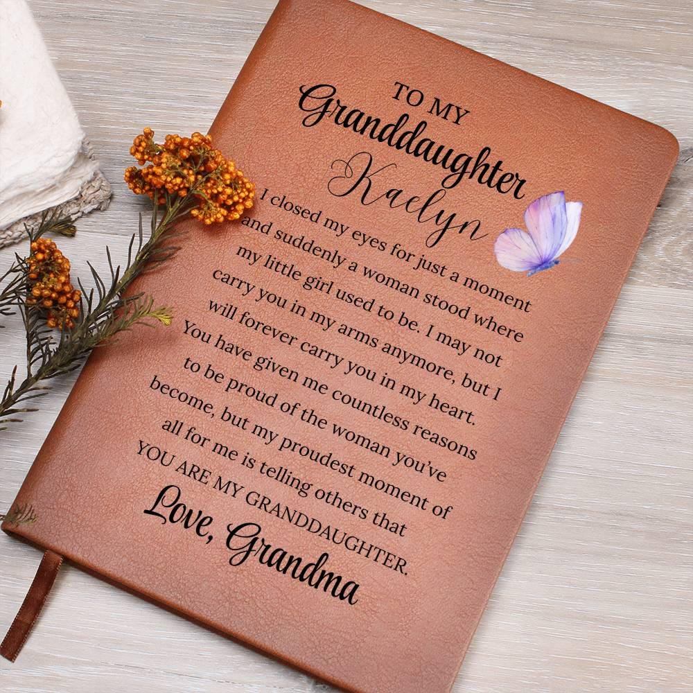 To My Granddaughter Personalized Leather Journal – Gift from Grandma