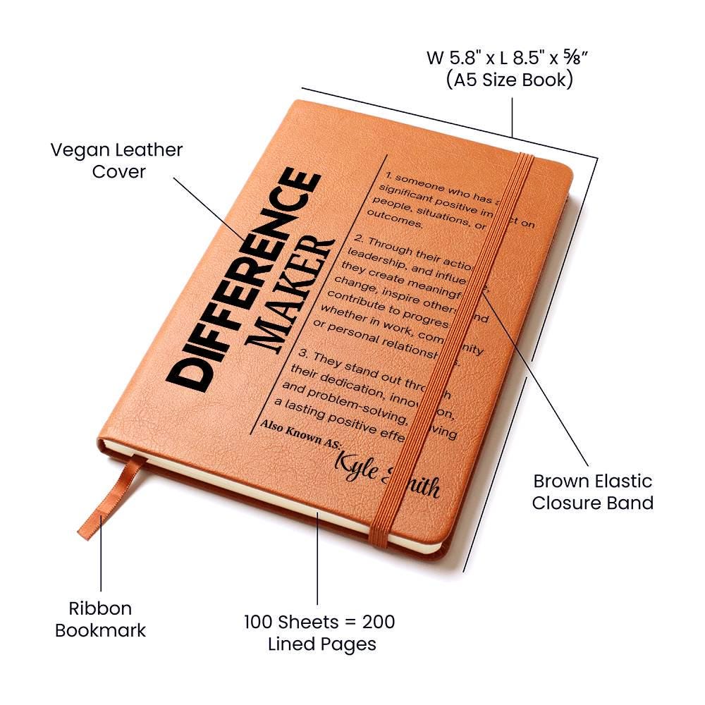 Difference Maker Personalized Vegan Leather Journal – Mentor Gift – view 4