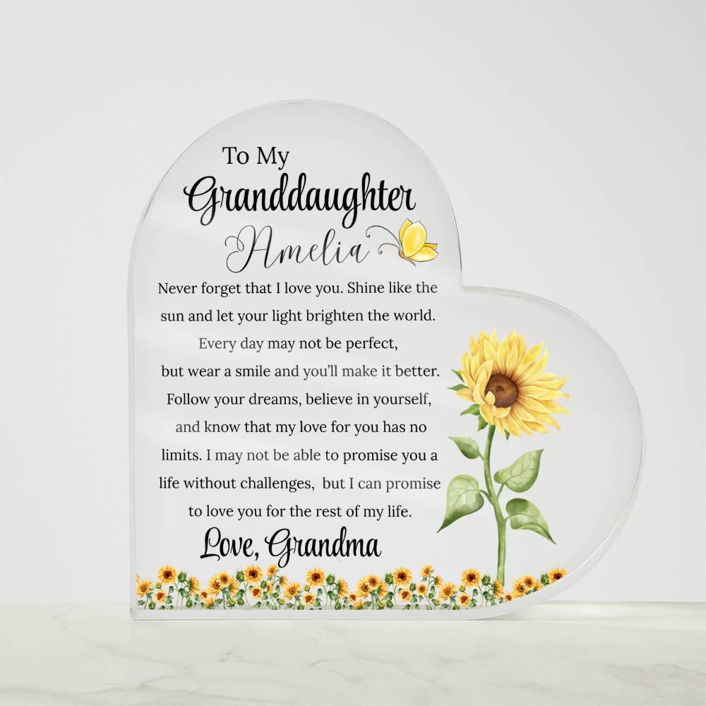 To My Granddaughter Personalized Sunflower Acrylic Plaque – view 5