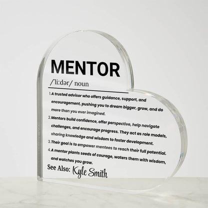 Mentor Gift Personalized Heart Acrylic Plaque – Mentor Thank You Gift – view 3