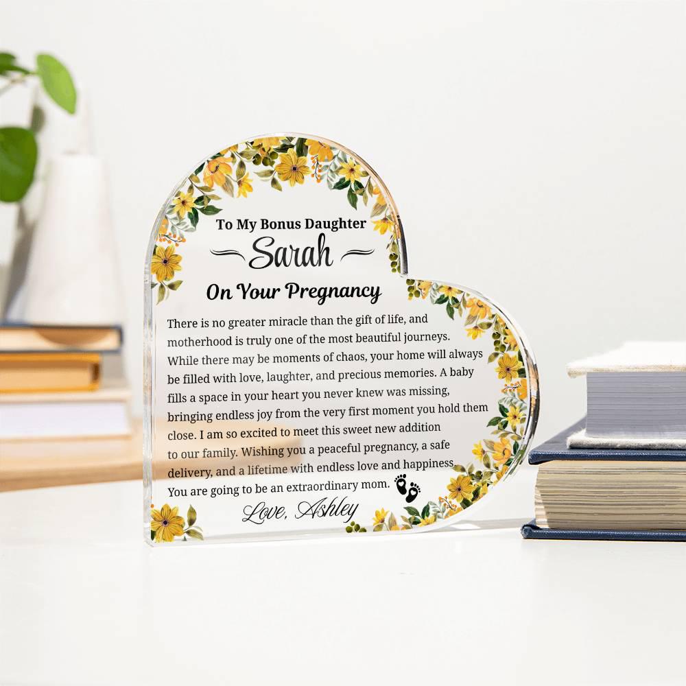 Bonus Daughter Pregnancy Gift Personalized Acrylic Plaque – view 3