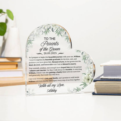 Parents of Groom Gift Personalized Acrylic Plaque – Gift from Bride – view 3