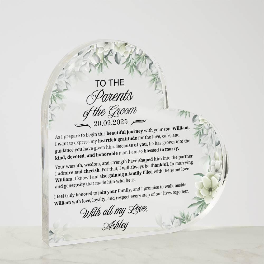 Parents of Groom Gift Personalized Acrylic Plaque – Gift from Bride – view 4