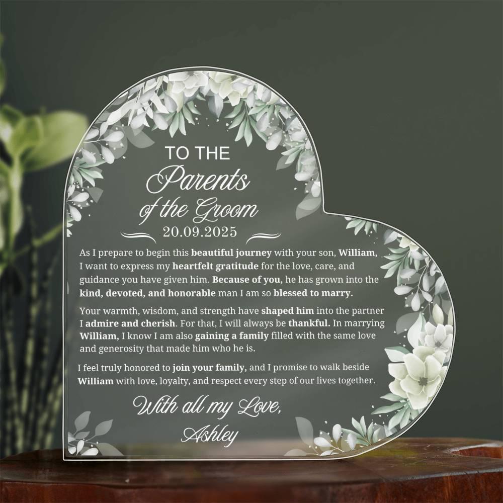 Parents of Groom Gift Personalized Acrylic Plaque – Gift from Bride