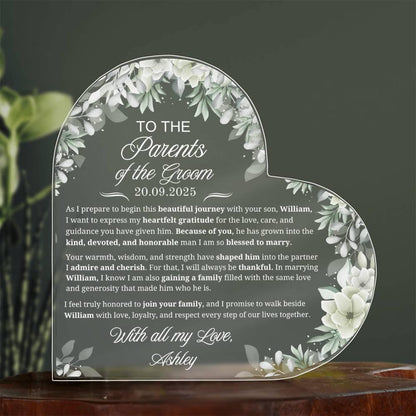 Parents of Groom Gift Personalized Acrylic Plaque – Gift from Bride