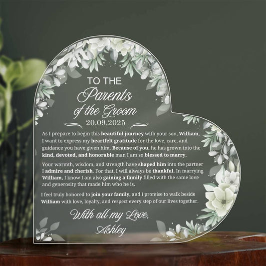 Parents of Groom Gift Personalized Acrylic Plaque – Gift from Bride