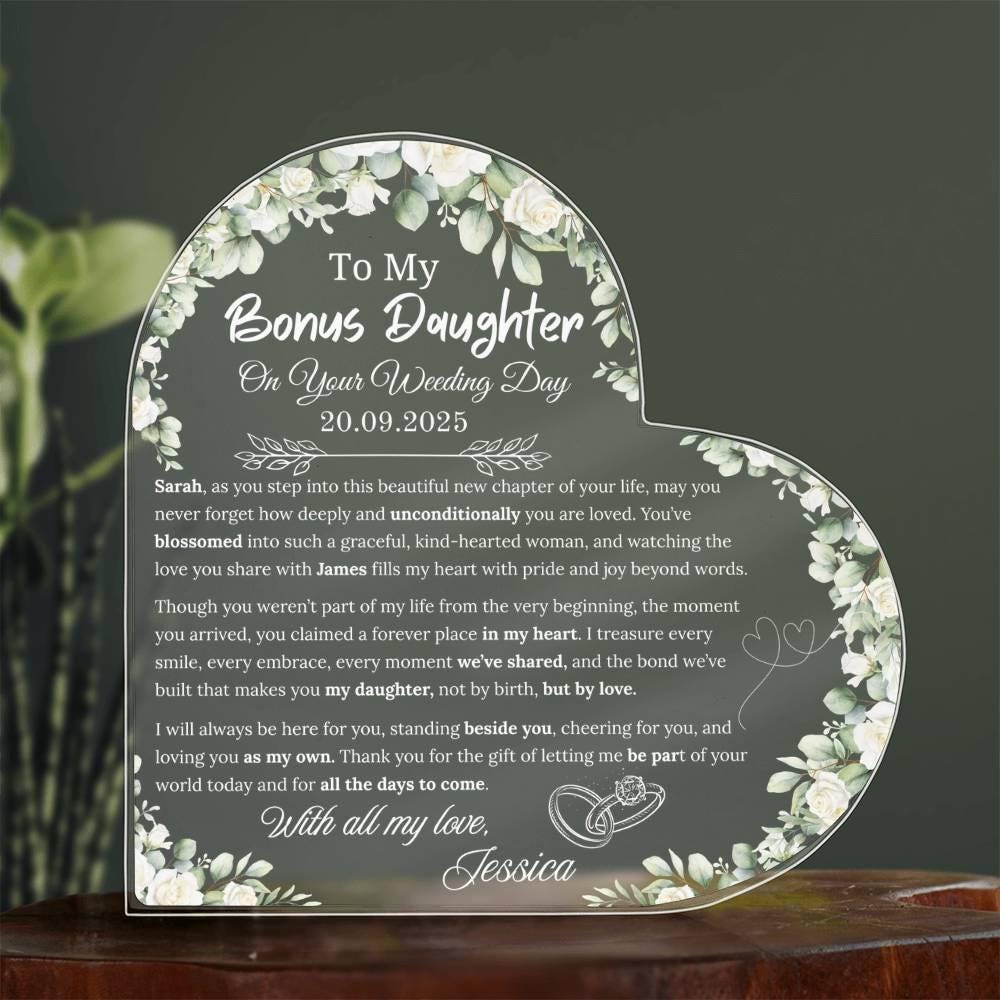 To My Bonus Daughter on Your Wedding Day Personalized Acrylic Plaque