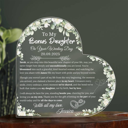 To My Bonus Daughter on Your Wedding Day Personalized Acrylic Plaque