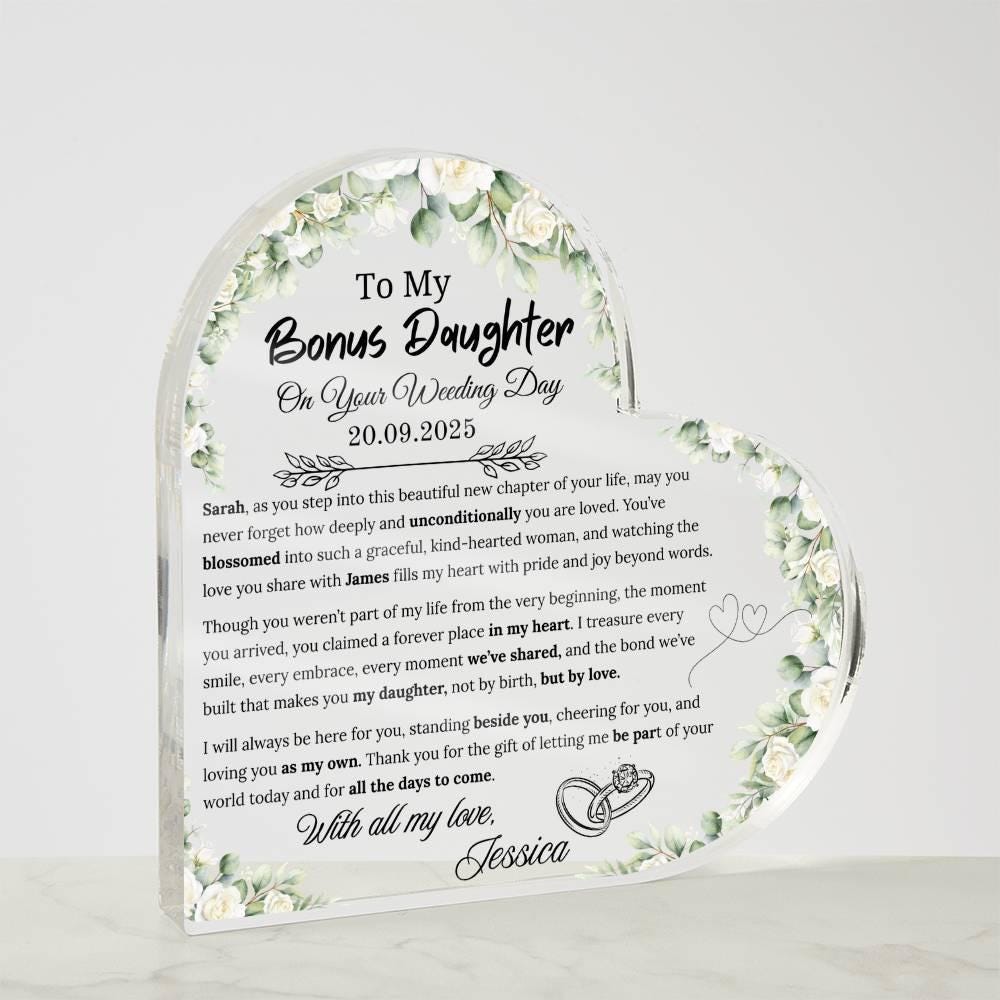 To My Bonus Daughter on Your Wedding Day Personalized Acrylic Plaque – view 4