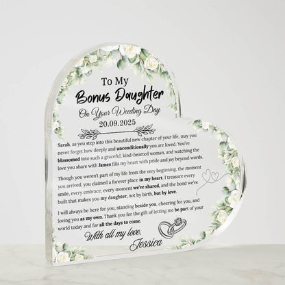 To My Bonus Daughter on Your Wedding Day Personalized Acrylic Plaque – view 4