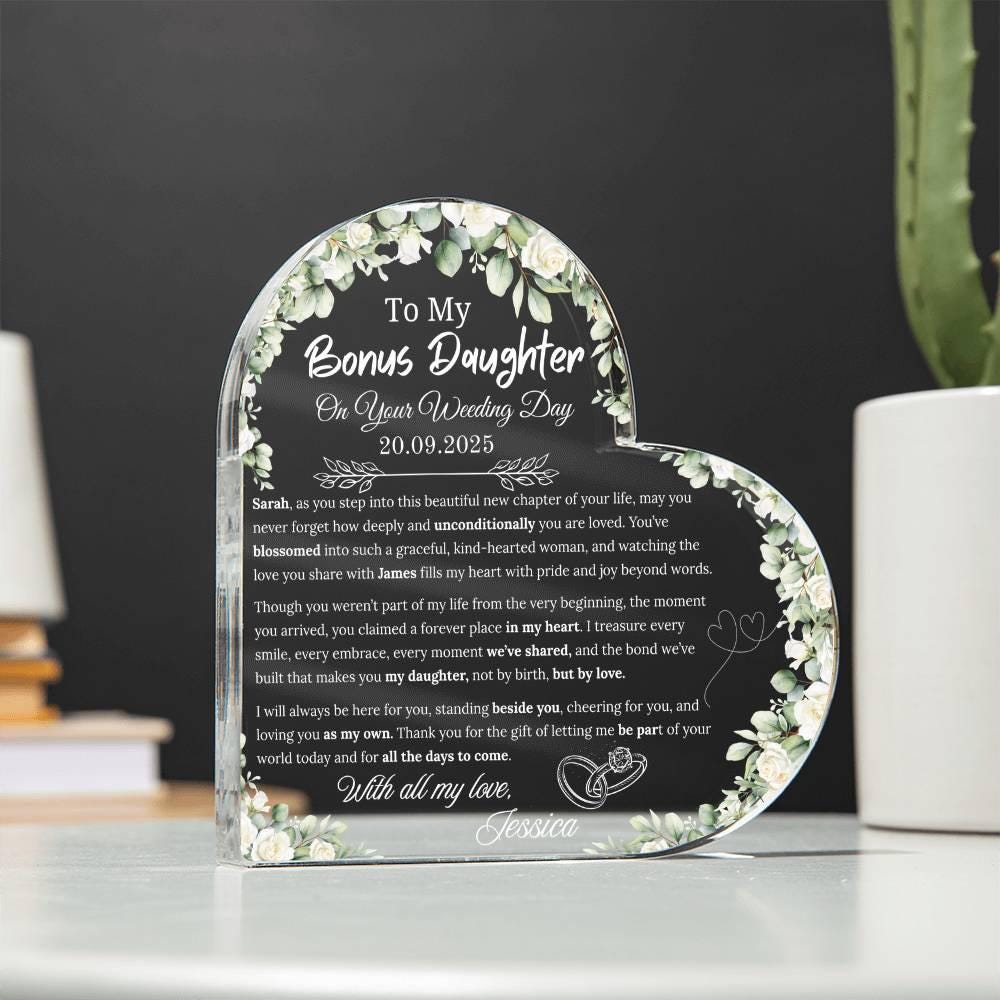 To My Bonus Daughter on Your Wedding Day Personalized Acrylic Plaque – view 2