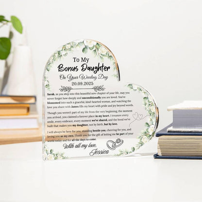 To My Bonus Daughter on Your Wedding Day Personalized Acrylic Plaque – view 3