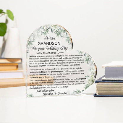 To Our Grandson on Your Wedding Day Personalized Acrylic Plaque – view 3