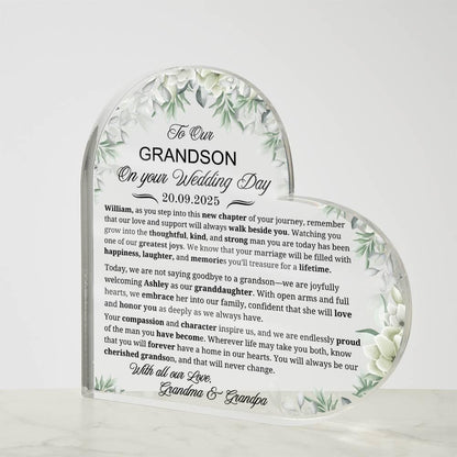 To Our Grandson on Your Wedding Day Personalized Acrylic Plaque – view 4