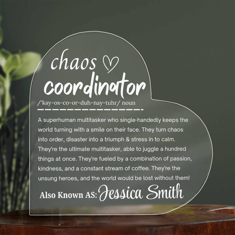 Chaos Coordinator Personalized Acrylic Plaque – Coworker Gift
