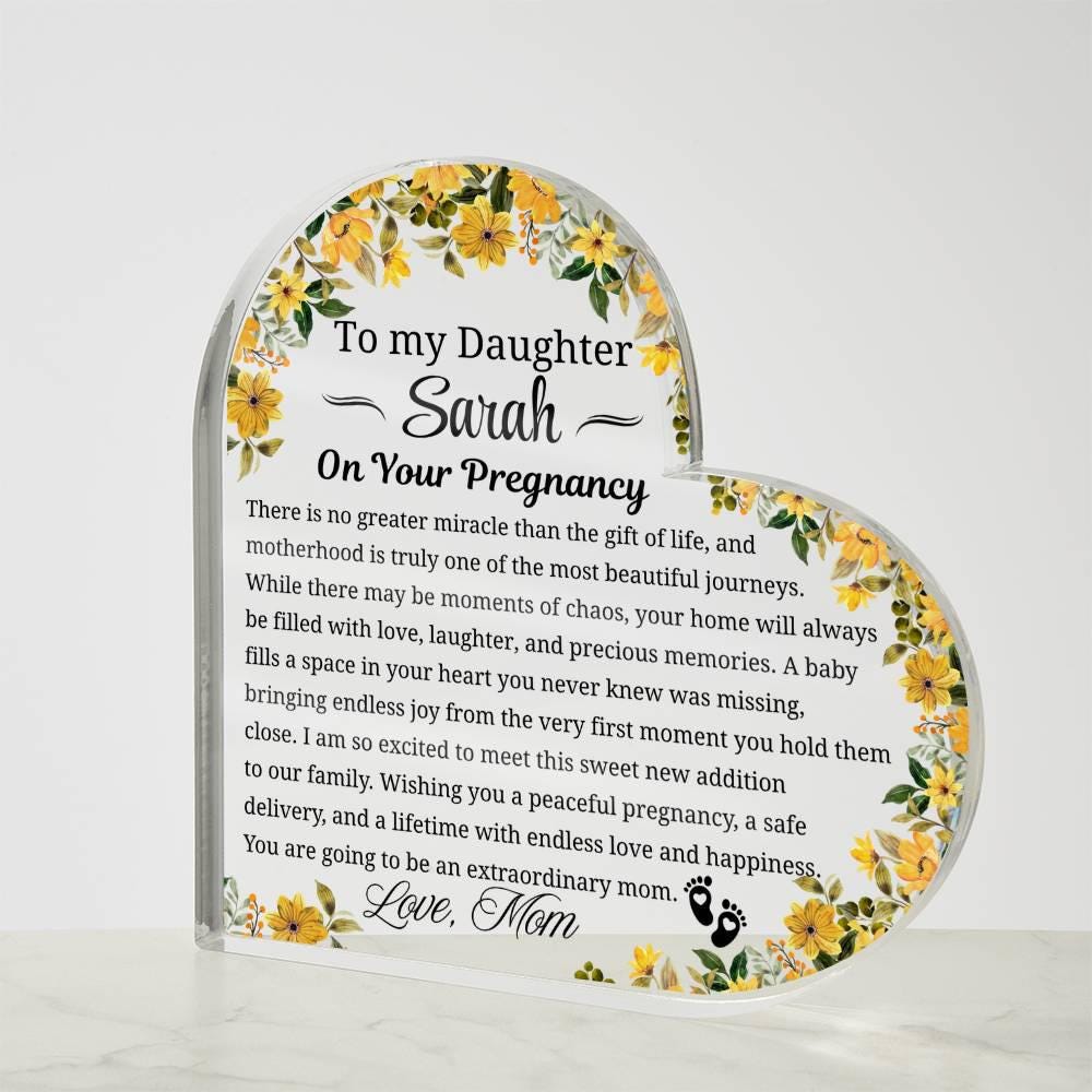 To My Daughter on Your Pregnancy Personalized Acrylic Plaque – view 3