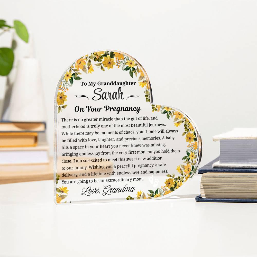To My Granddaughter on Your Pregnancy Personalized Acrylic Plaque – view 3