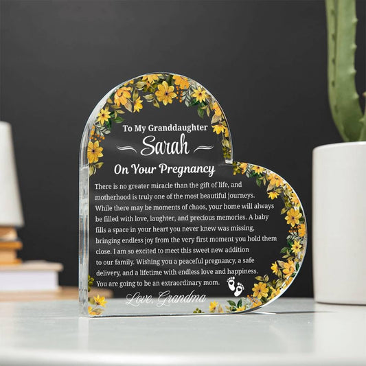 To My Granddaughter on Your Pregnancy Personalized Acrylic Plaque – view 2