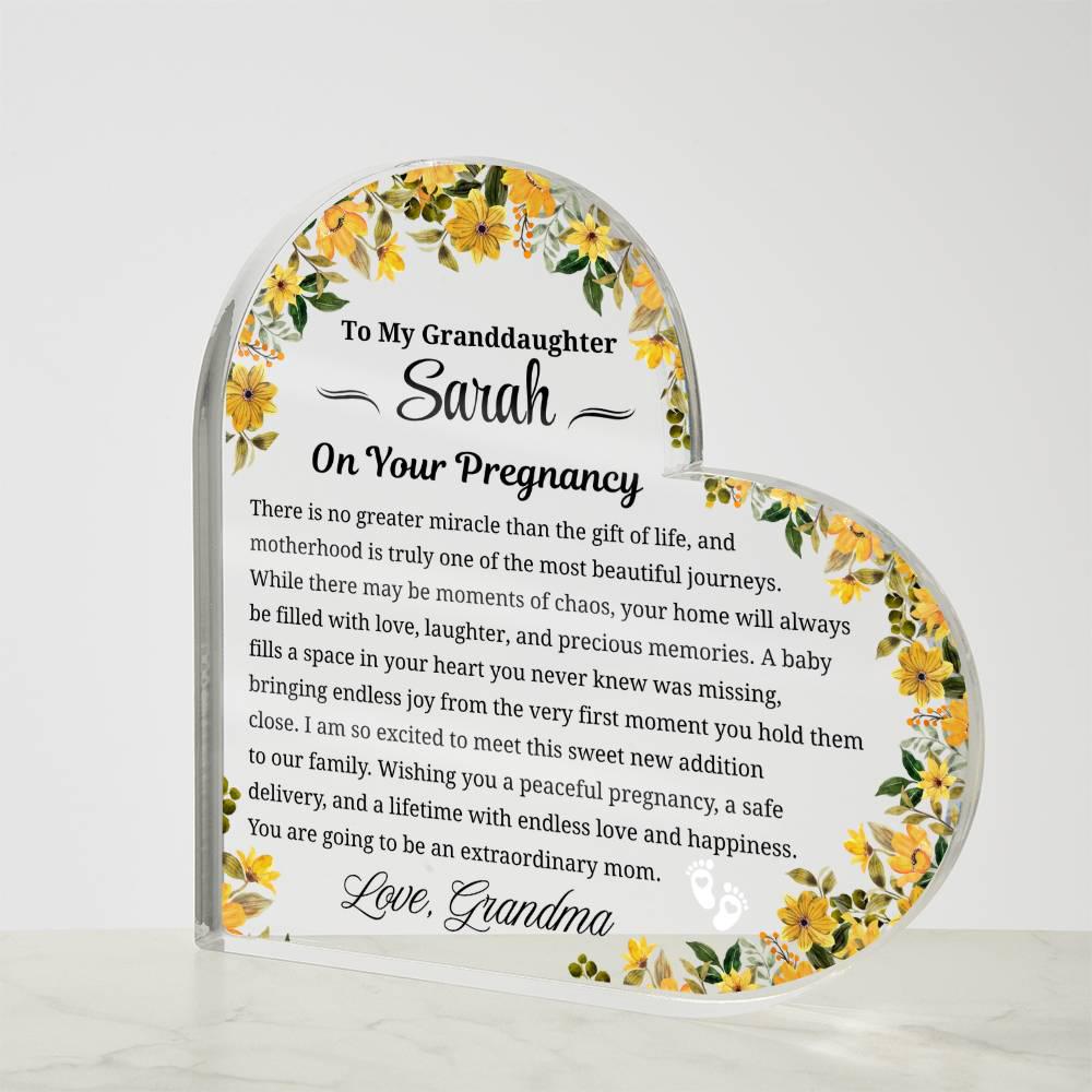 To My Granddaughter on Your Pregnancy Personalized Acrylic Plaque – view 4