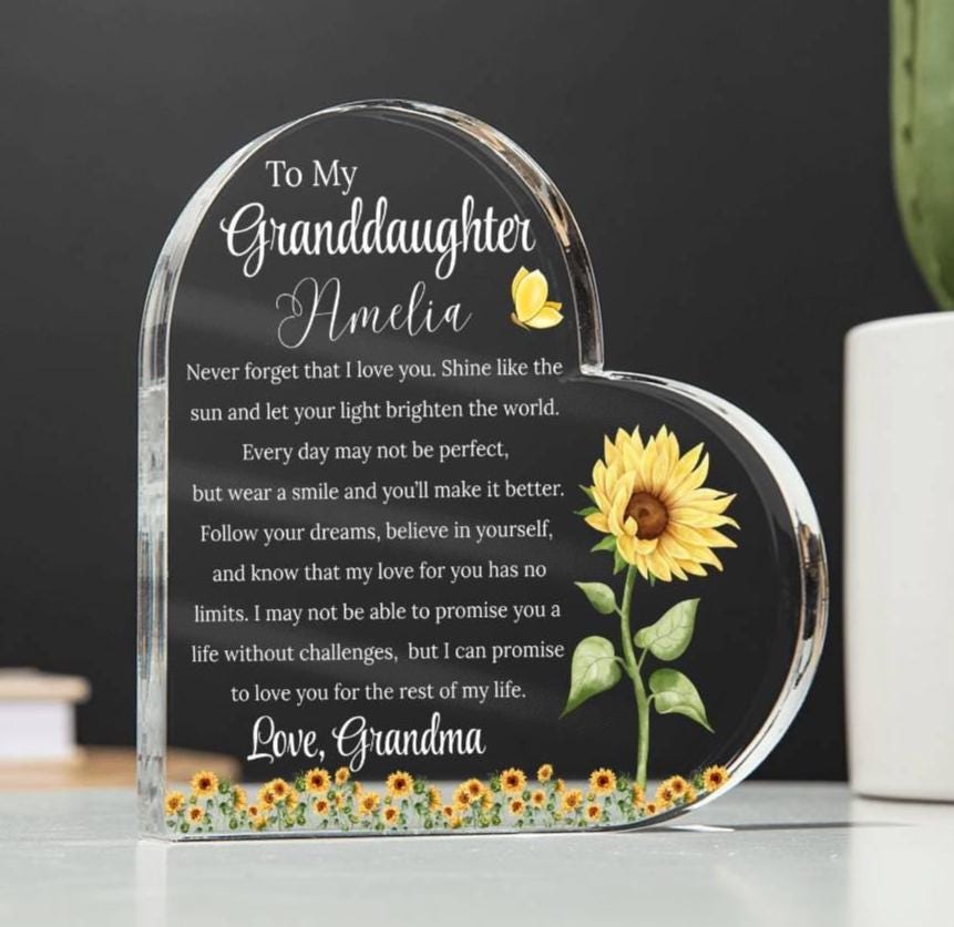 To My Granddaughter Personalized Sunflower Acrylic Plaque