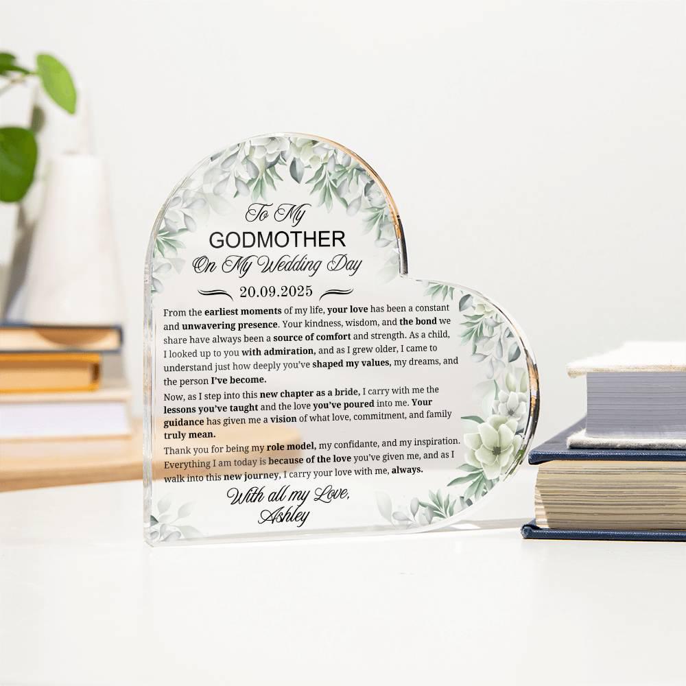 To My Godmother on My Wedding Day Personalized Acrylic Plaque – view 3