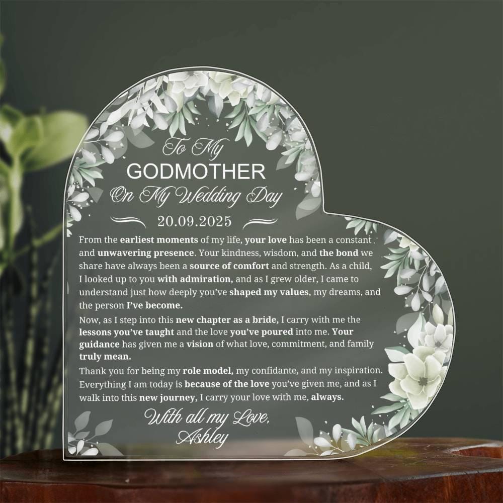 To My Godmother on My Wedding Day Personalized Acrylic Plaque