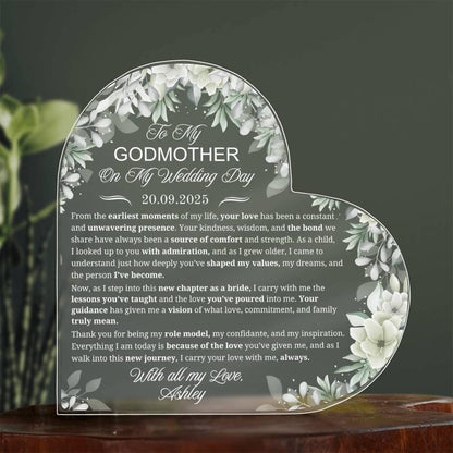 To My Godmother on My Wedding Day Personalized Acrylic Plaque