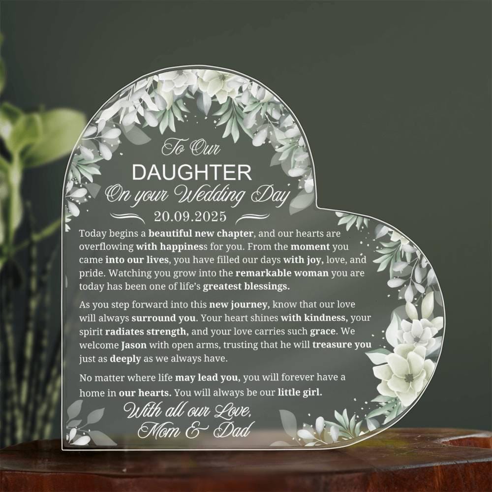 Daughter Wedding Gift Personalized Acrylic Plaque – Bridal Shower Gift