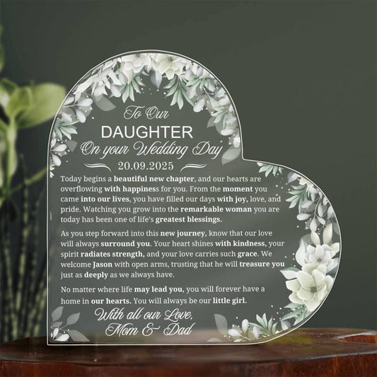 Daughter Wedding Gift Personalized Acrylic Plaque – Bridal Shower Gift