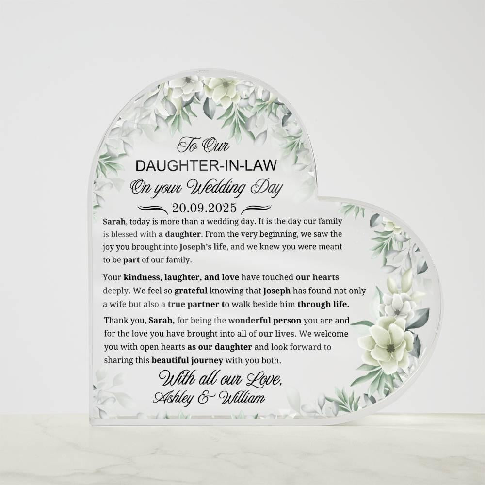 To Our Daughter in Law on Your Wedding Day Personalized Acrylic Plaque – view 5