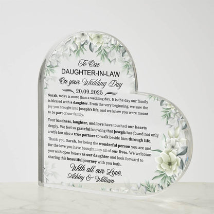To Our Daughter in Law on Your Wedding Day Personalized Acrylic Plaque – view 4