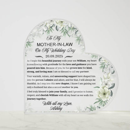 To My Mother in Law on My Wedding Day Personalized Acrylic Plaque – view 5