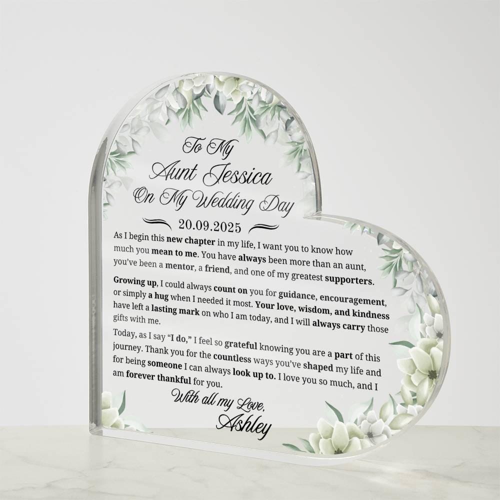 To My Aunt on My Wedding Day Personalized Acrylic Plaque – view 4