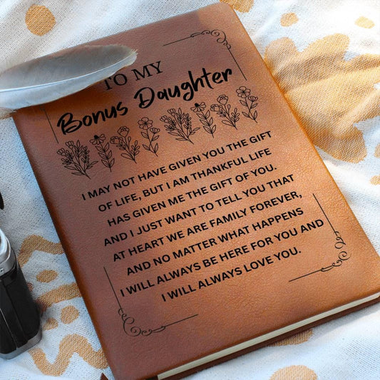Personalized Bonus Daughter Gift Leather Journal – Gift from Stepmom – view 2