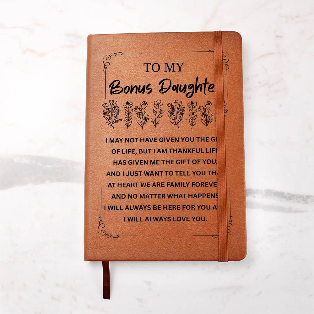 Personalized Bonus Daughter Gift Leather Journal – Gift from Stepmom – view 5