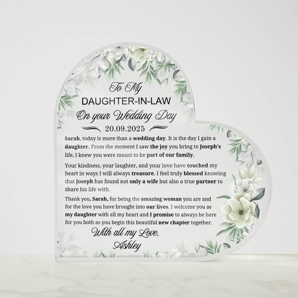 Daughter-in-Law Wedding Gift Personalized Acrylic Plaque – view 5