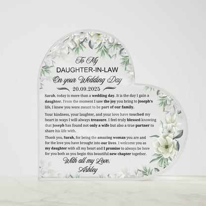 Daughter-in-Law Wedding Gift Personalized Acrylic Plaque – view 5