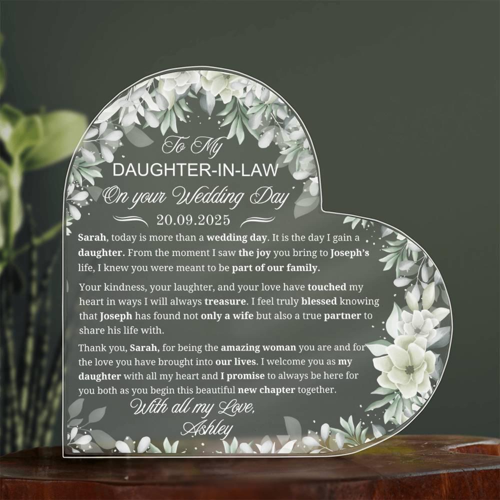 Daughter-in-Law Wedding Gift Personalized Acrylic Plaque
